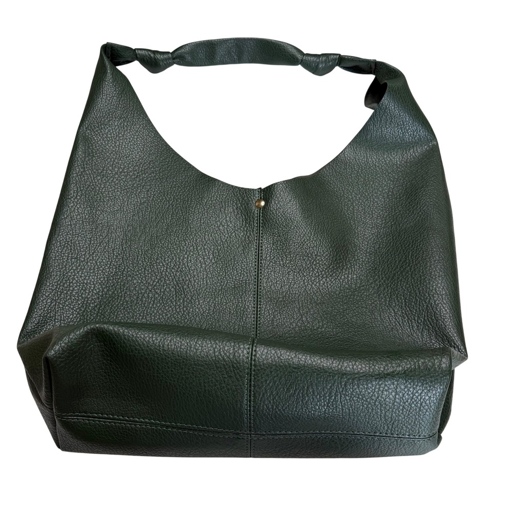 ANTHROPOLOGIE The Love Knot Sloucy Hobo Bag Forest Green Pebbled Knotted Strap - Picture 3 of 10